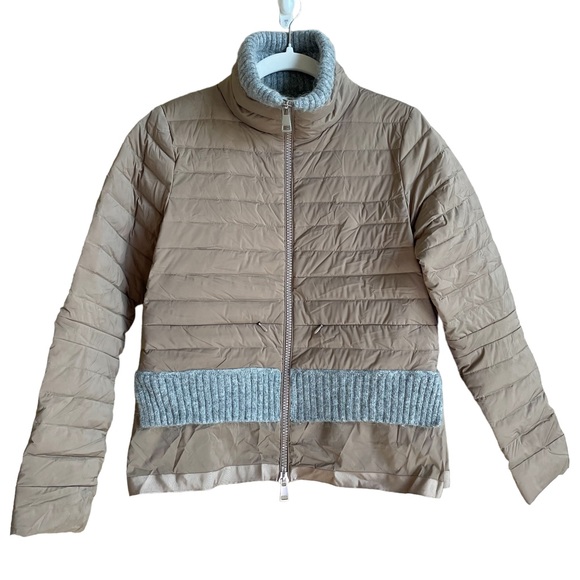Adroit Atelier Alia Down Puffer Jacket Taupe Gray Rabbit Fur Trim Luxury Outdoor - Picture 1 of 11